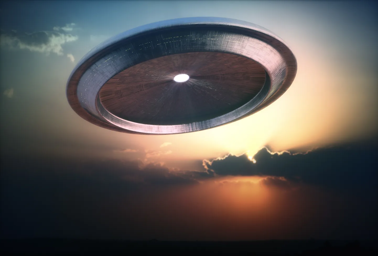 Ufo ja päikeseloojang. Pilt on illustreeriv