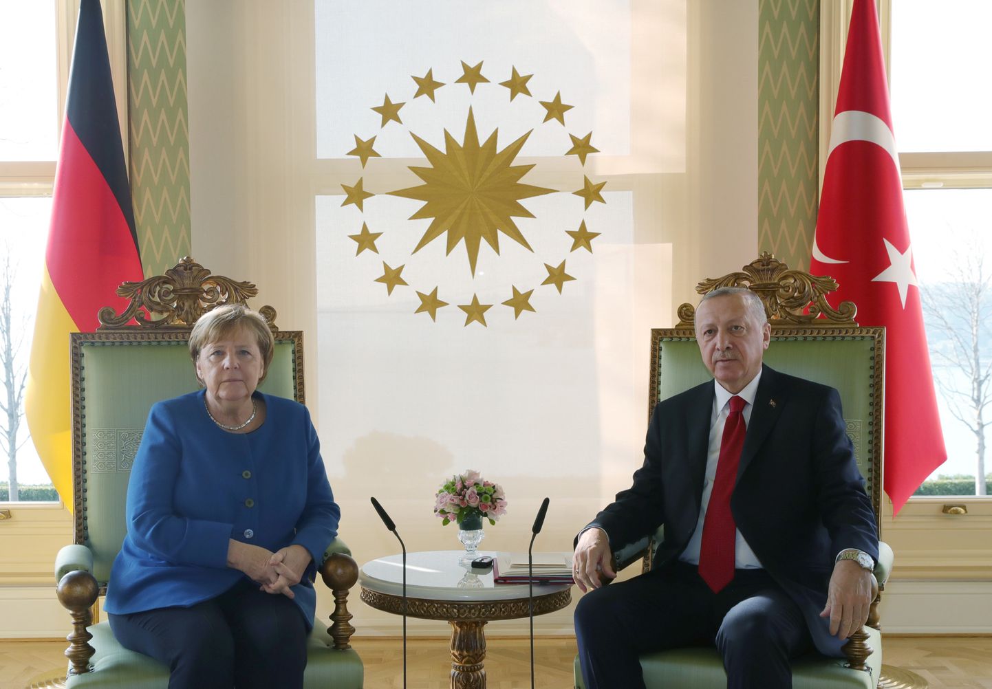 Angela Merkele un Redžeps Tajips Erdogans.