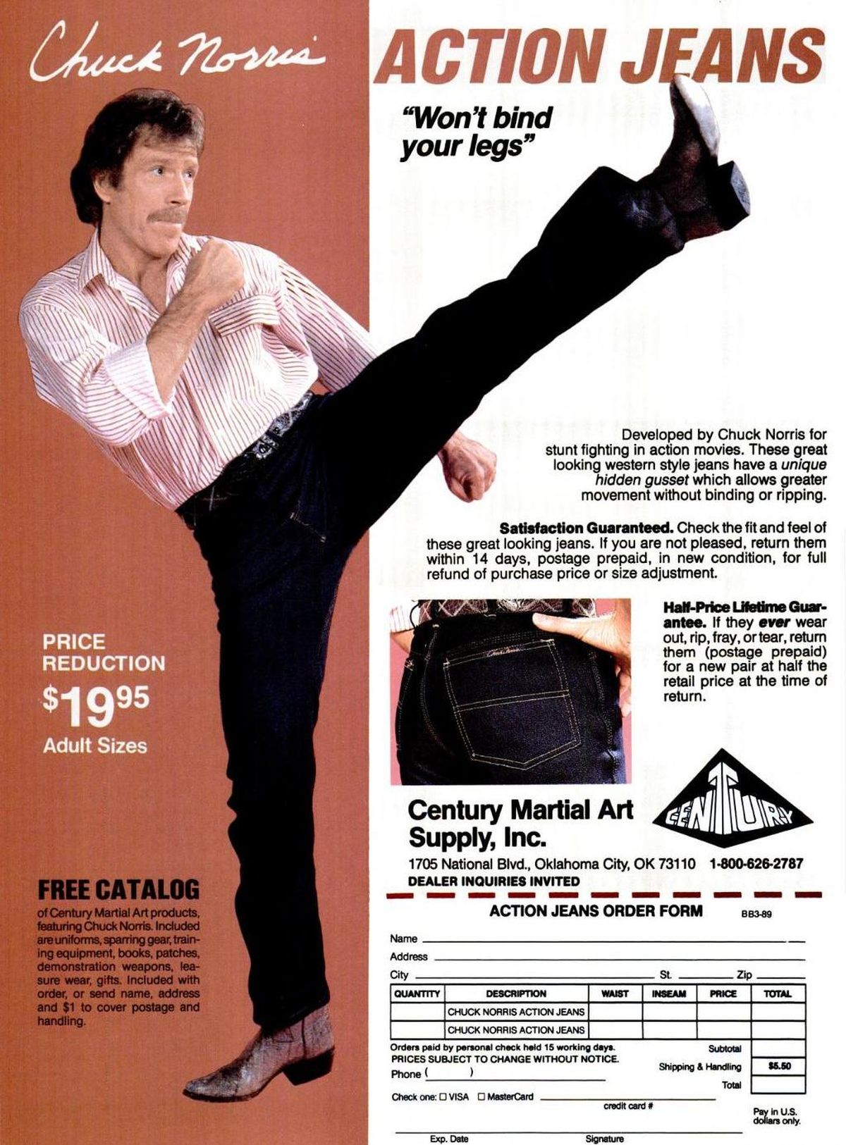 Chuck Norrise Action Jeansi märuliteksade reklaam