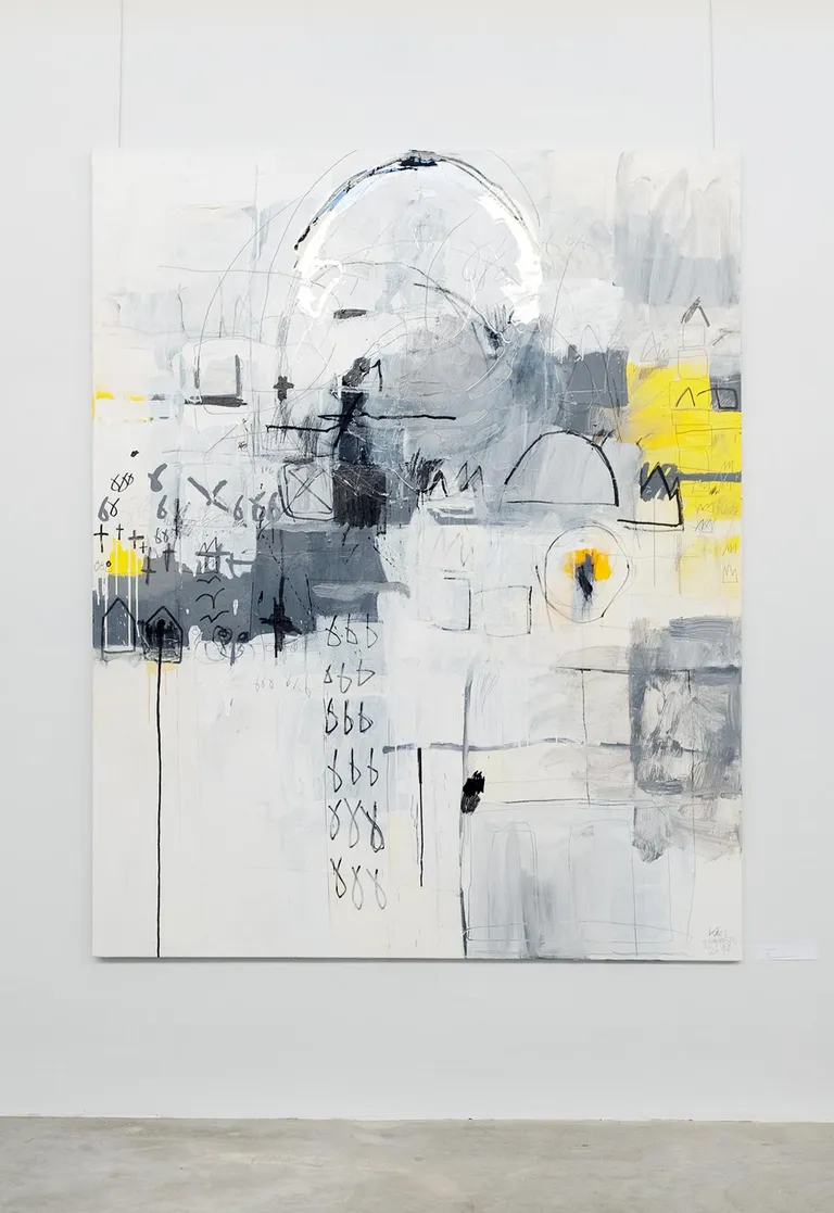 Kärt Hammer «666», 2019, 150x200cm, akrüül, grafiit, marker, epoksiid.