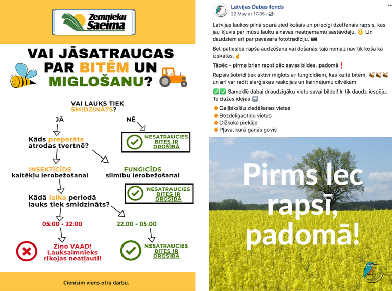 Zemnieku Saeima un Latvijas Dabas fonds, informējot sabiedrību, izplatījis kardināli pretēju informāciju par fungicīdiem
