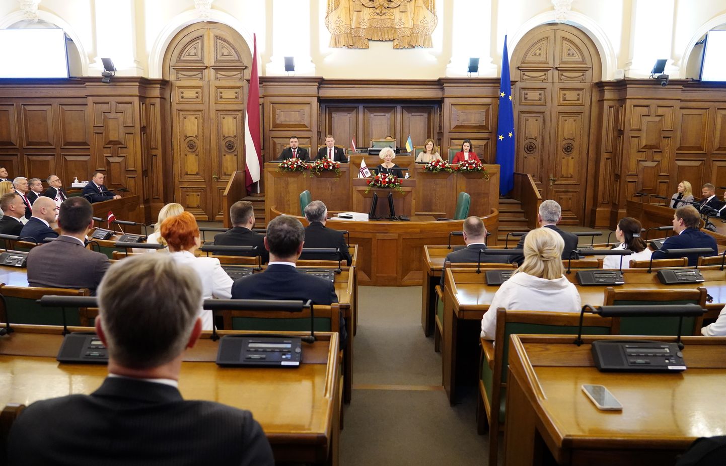 Saeimas svinigā sēde par godu Latvijas Republikas proklamēšanas 105. gadadienai.
