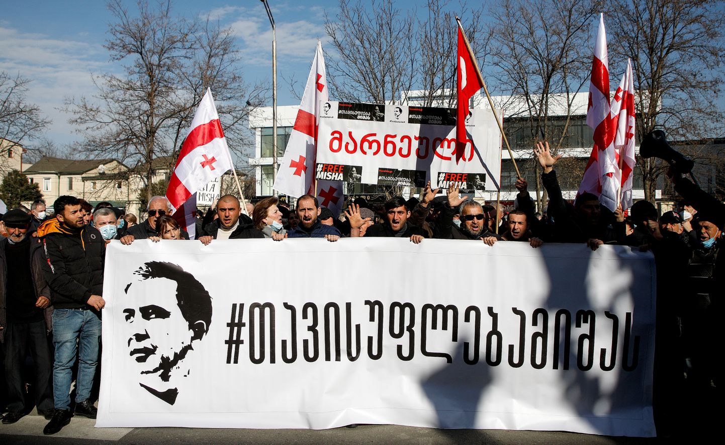 Gruusia ekspresidendi Mihheil Saakašvili poolehoidjate meeleavaldus Thbilisis.