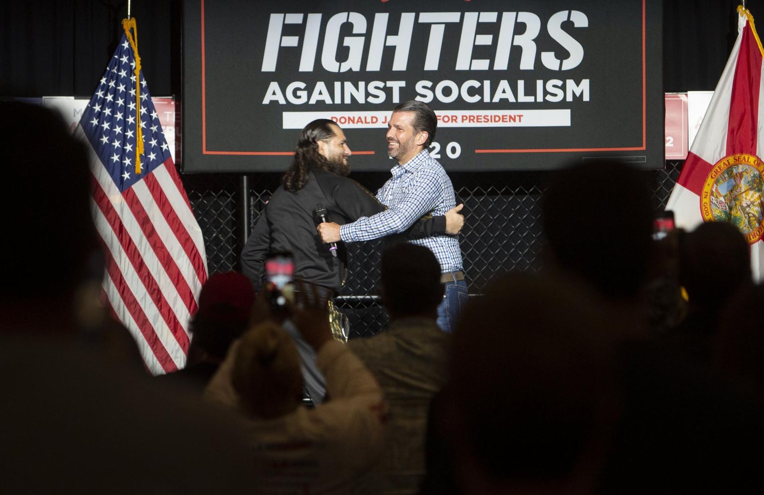 Segavõitluskunstide superstaar Jorge Masvidal ja Donald Trump jr üritusel «Võitlejad sotsialismi vastu». 