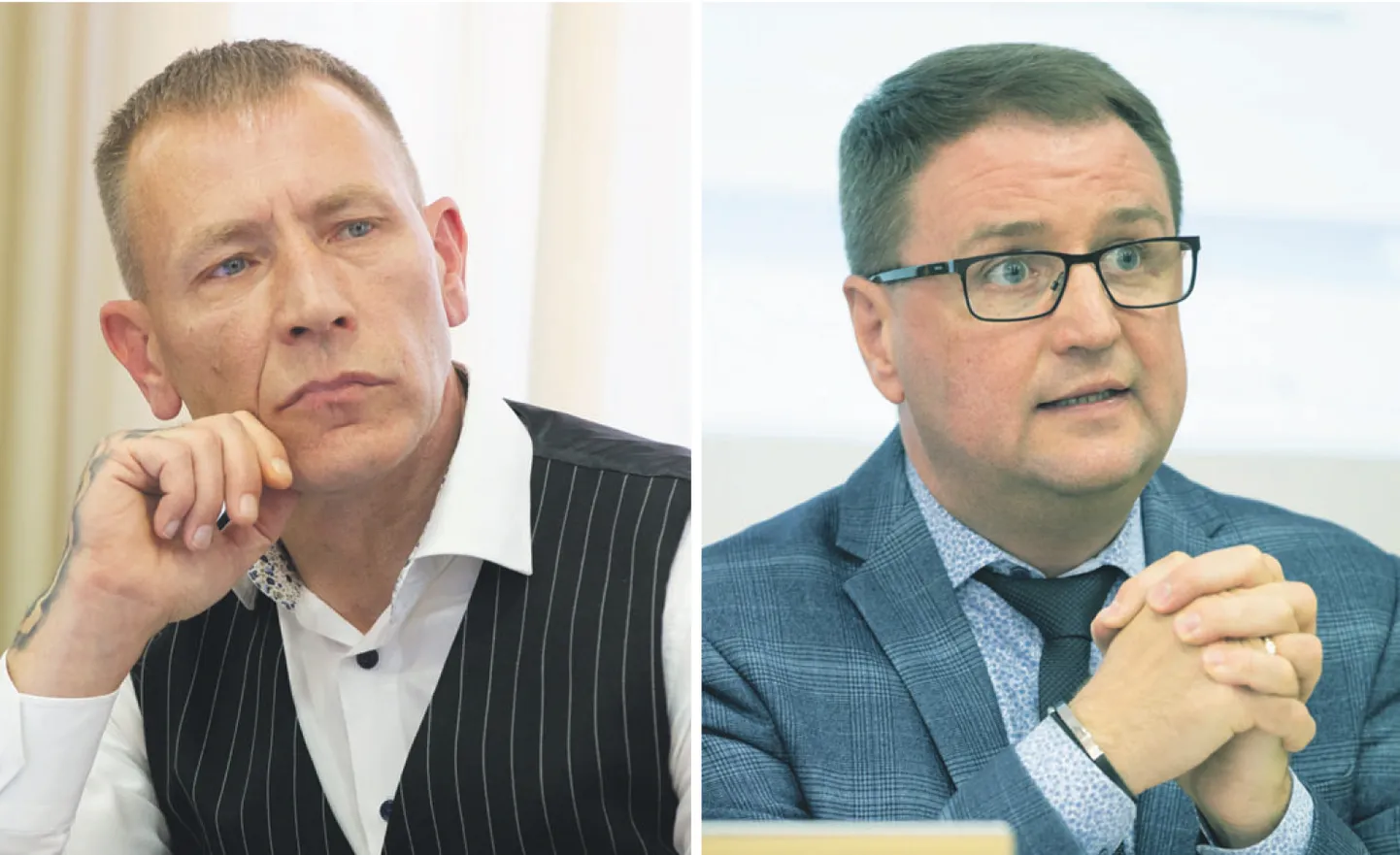 Яанек Пахка (слева) был оштрафован за голосование в горсобрании по вопросу, касавшемуся его жены, в связи с чем Эдуард Одинец позже подал в полицию заявление о проступке.