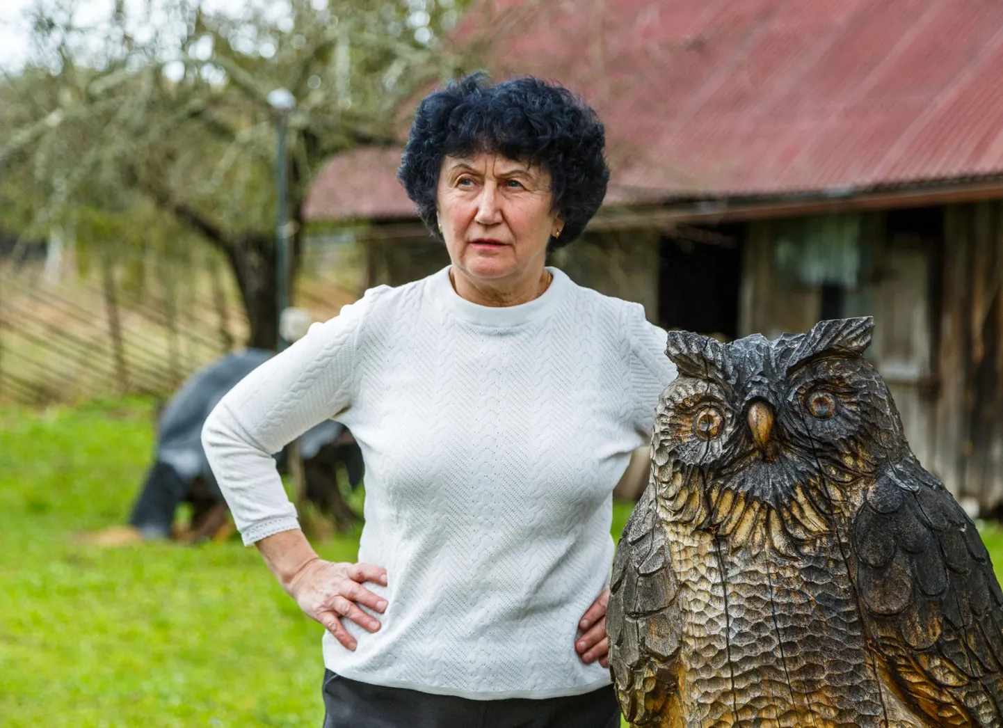 Räpinlasest puutöömeistri Elmar Eriku loodud öökull on tehtud Tiiu Viljalo koduõuel sirgunud tammest, mis istutati siis, kui Tiiu isa oli alles poiss.