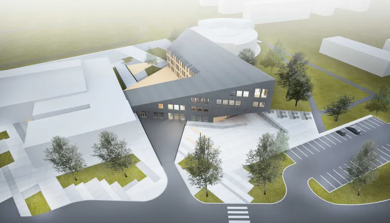 Tulevase Jõhvi põhikooli arhitektuurikonkrusi võidutöö "Tujukuju".