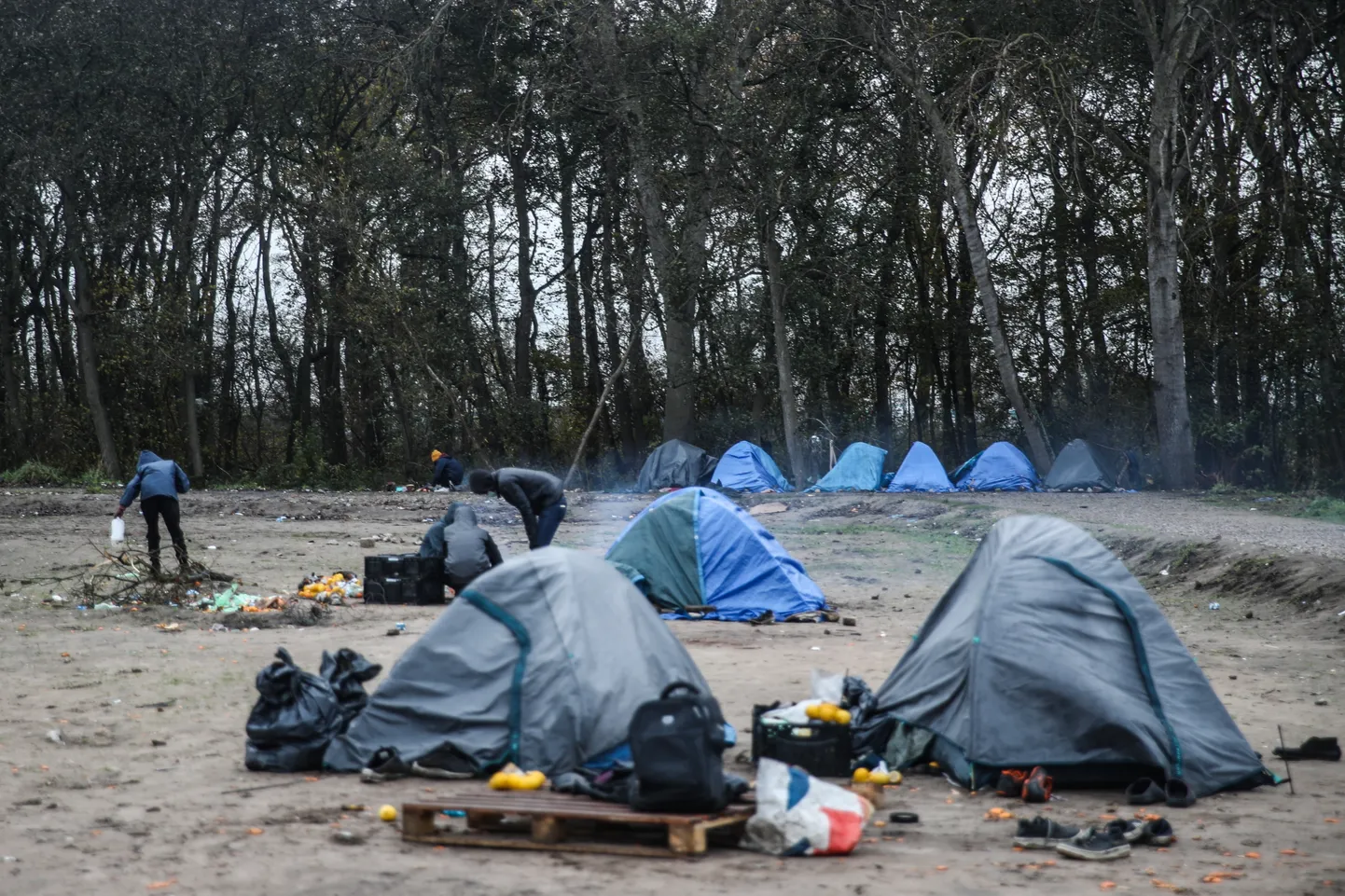 Sel 2021. aasta 27. novembril tehtud fotol on Sudaanist pärit ebaseaduslike sisserändajate laager Prantsusmaal Calais's, kust nad üritasid edasi liikuda üle La Manche'i väina Inglismaale. Vaid mõni päev enne pildi tegemist läks väinas tormise ilmaga põhja alus, millel olnud 27 migranti hukkus.