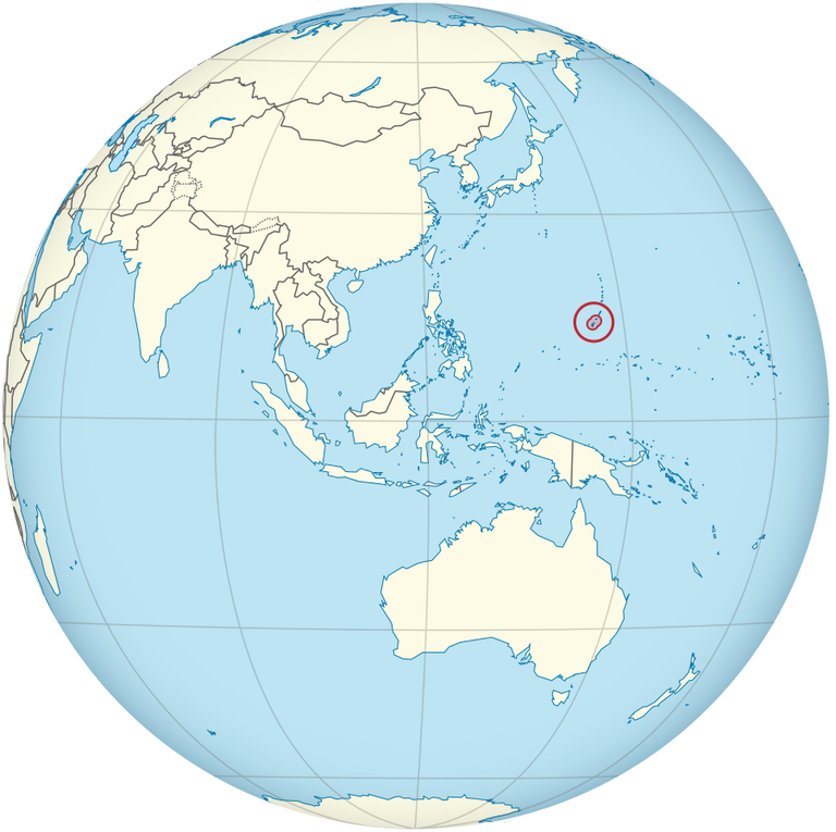 Guam maailmakaardil (punase ringi sees)