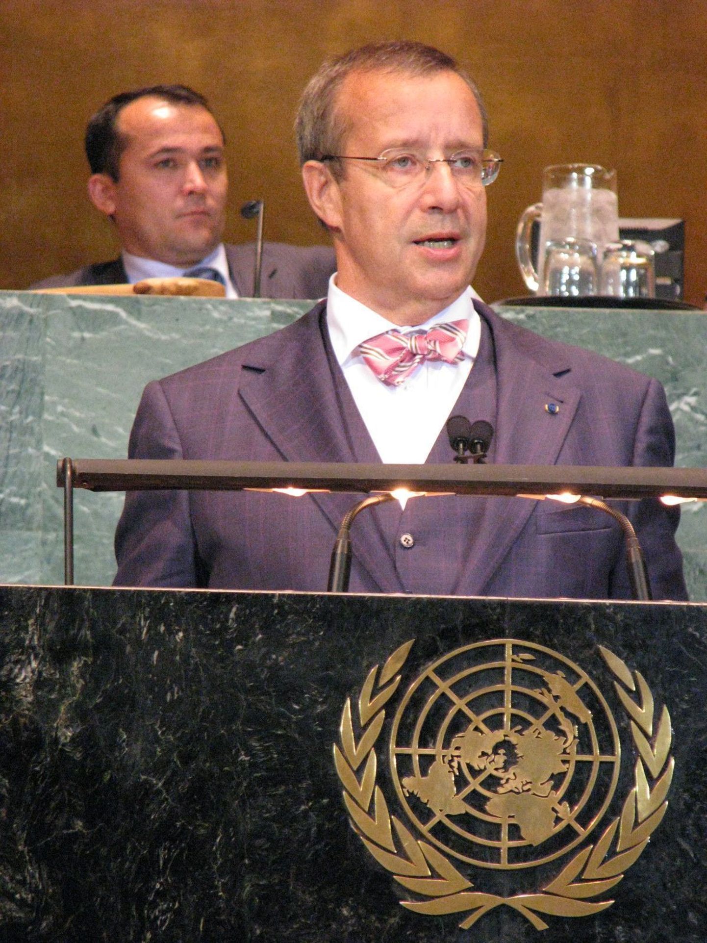 Ильвес выступает с трибуны ООН.