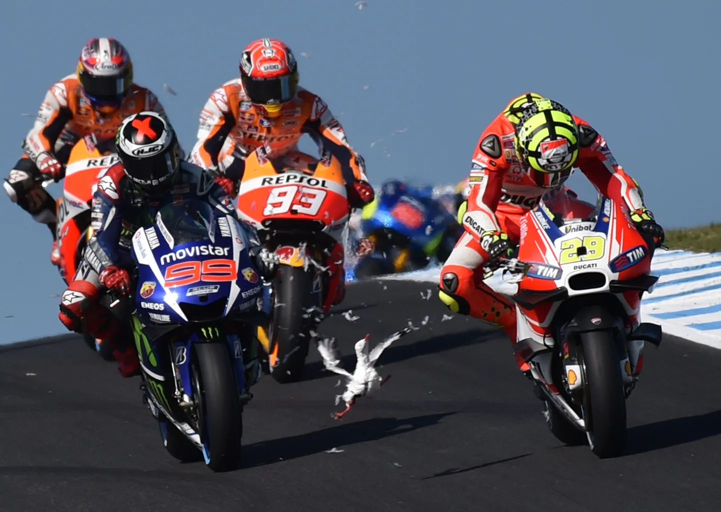 Andrea Iannone ja kajaka kokkupõrge.