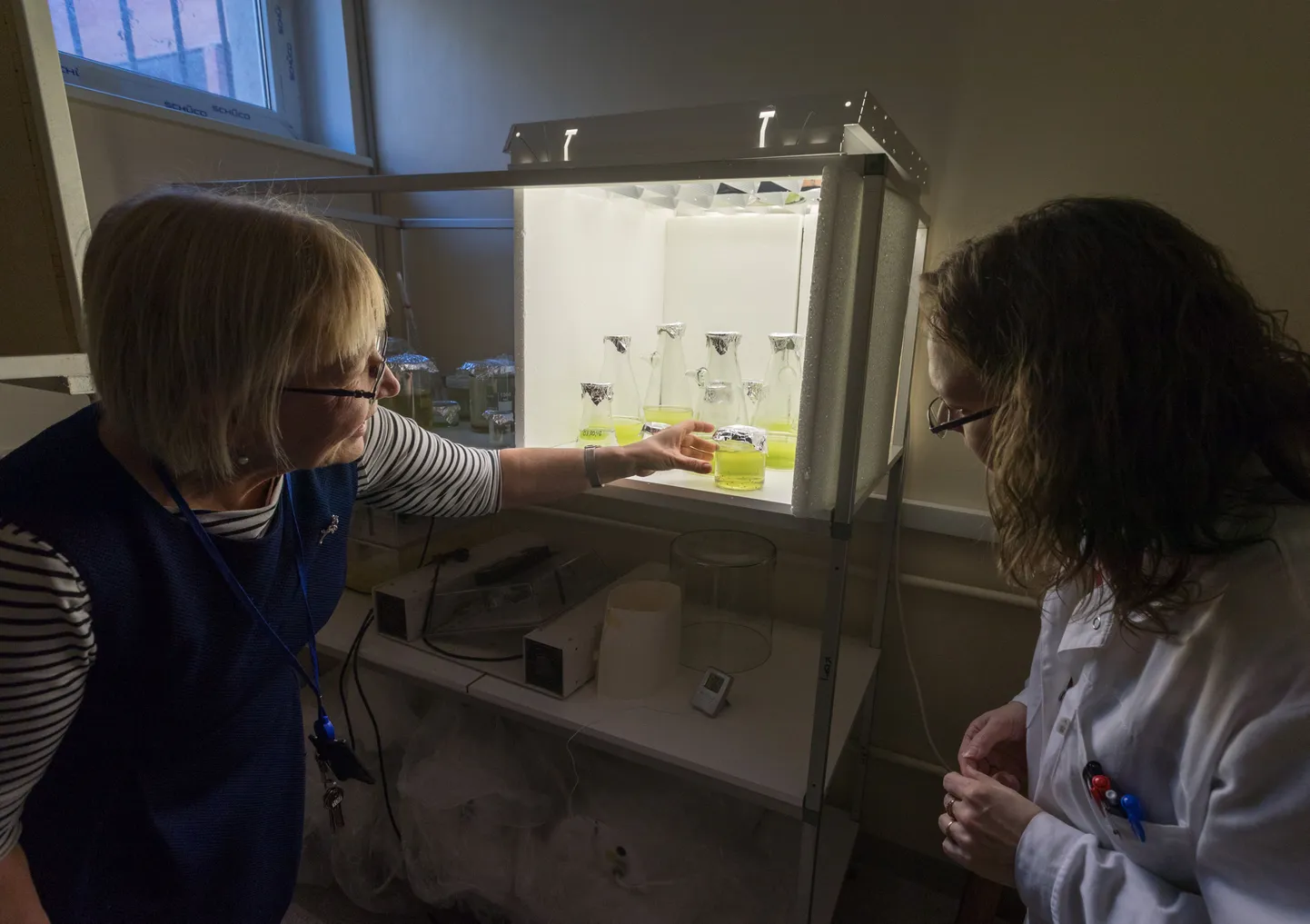 Anne Kahru demonstreerimas Keemilise ja Bioloogilise Füüsika Instituudi laborit.