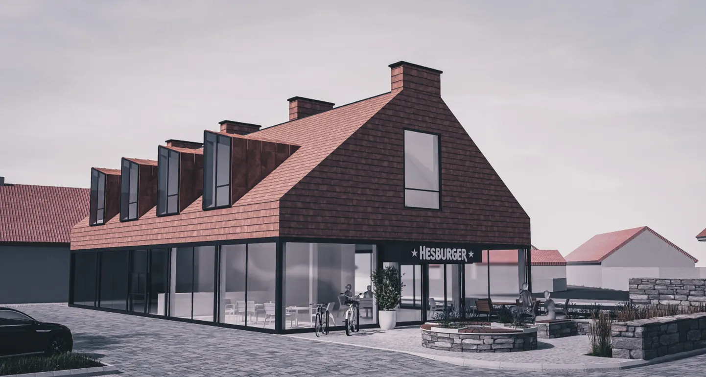 ILUS MAJA: Kuressaare bussijaama juurde plaanitud Hesburgeri restoran.