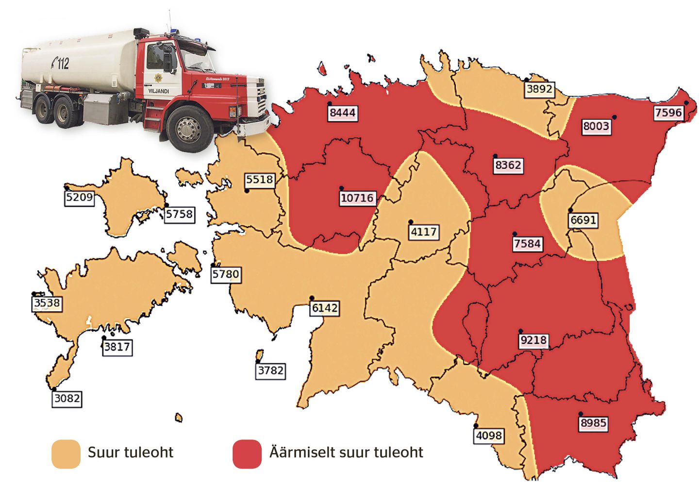 Riigi ilmateenistuse tuleohukaart näitab, et kõikjal Eesti metsades on väga suur tuleoht. Seepärast kuulutab päästeamet tänasest välja ohtliku aja.
