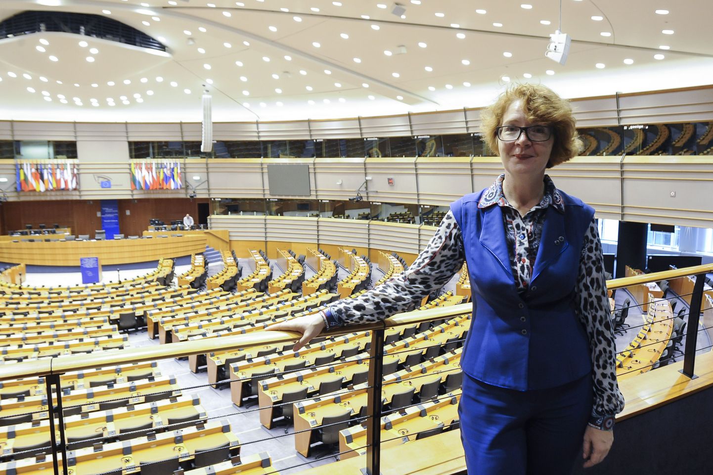 Яна Тоом на своем рабочем месте – в зале заседаний Европарламента в Брюсселе.