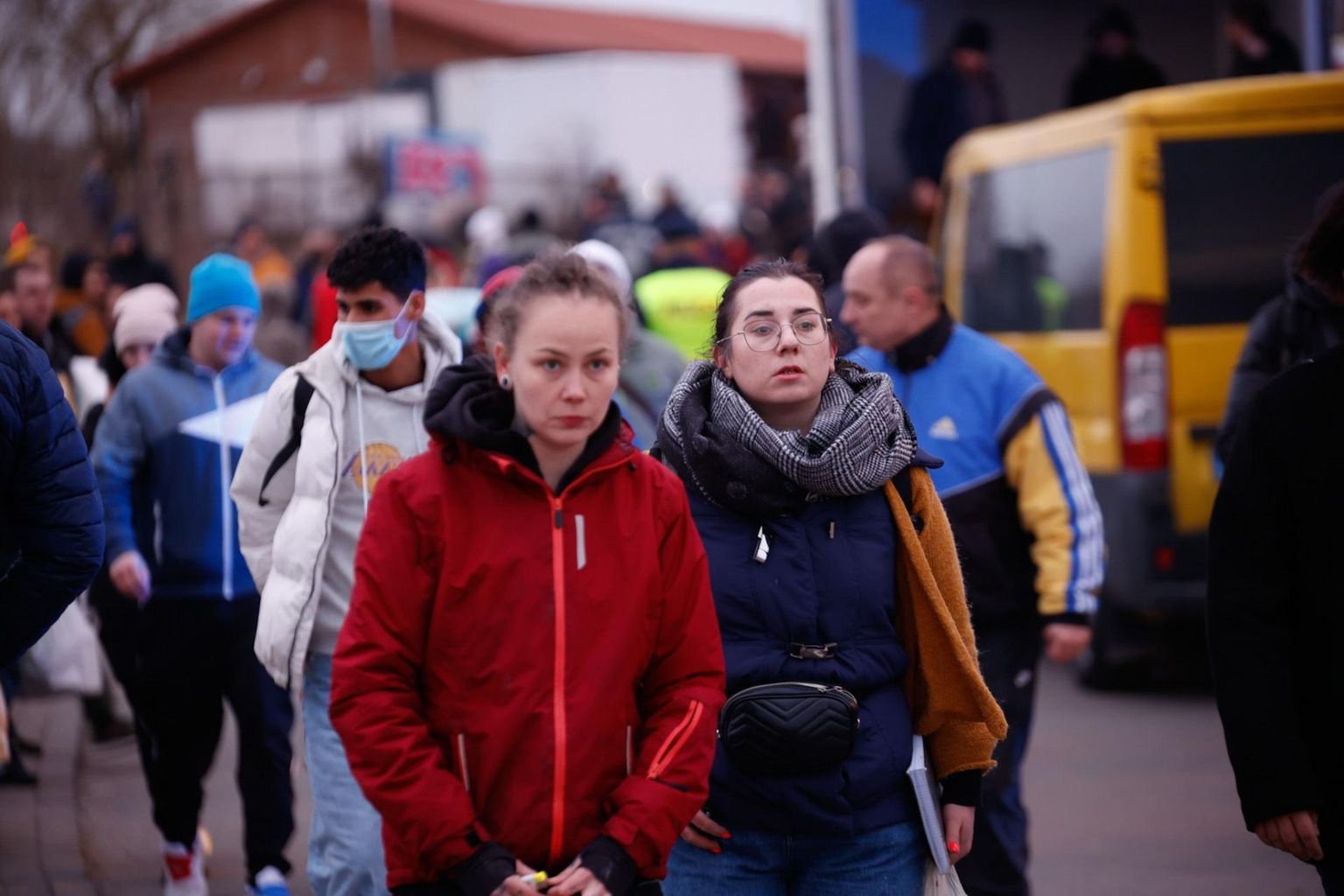 Ukraina sõjapõgenikud Poola-Ukraina piiril Medyka piiripunktis.