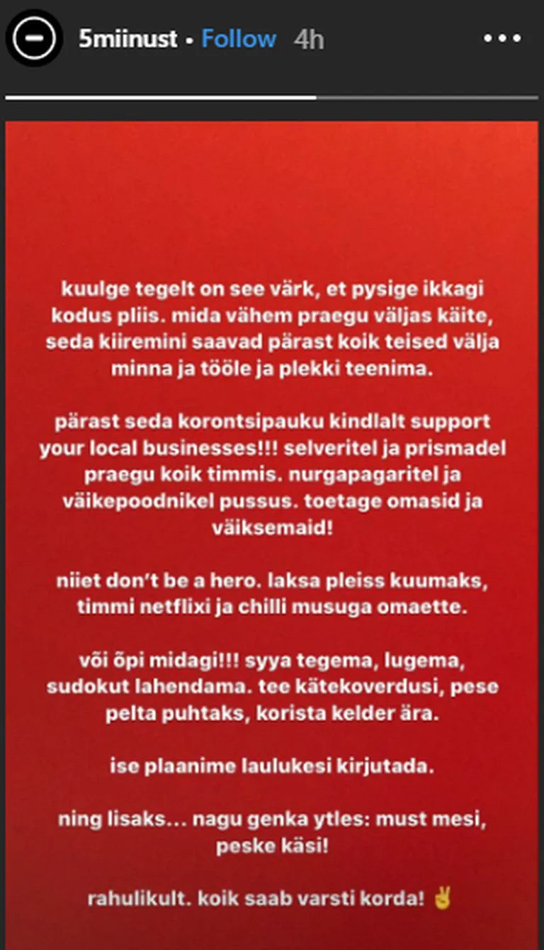 Soovitused ellujäämiseks miinustelt.