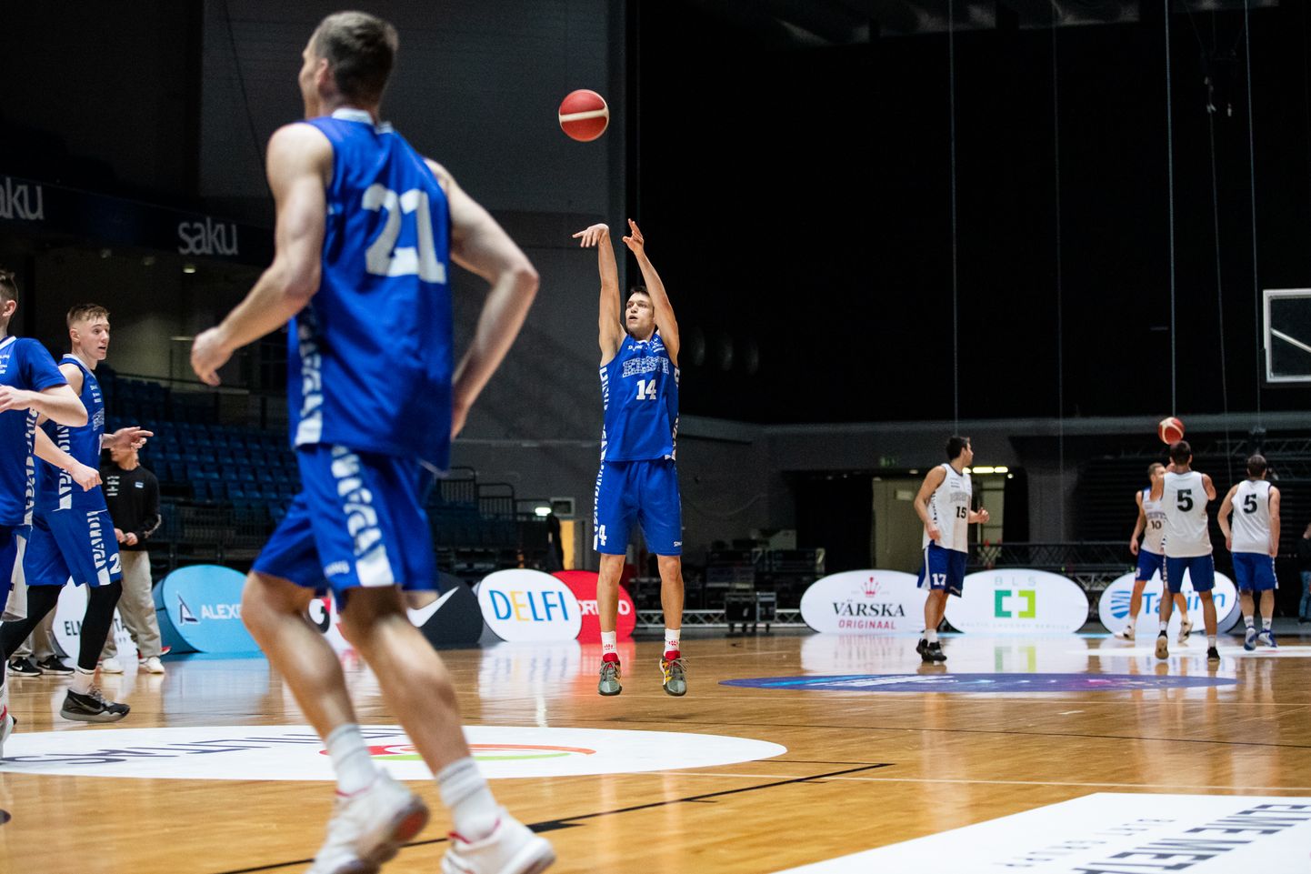 Тренировка сборной Эстонии по баскетболу.