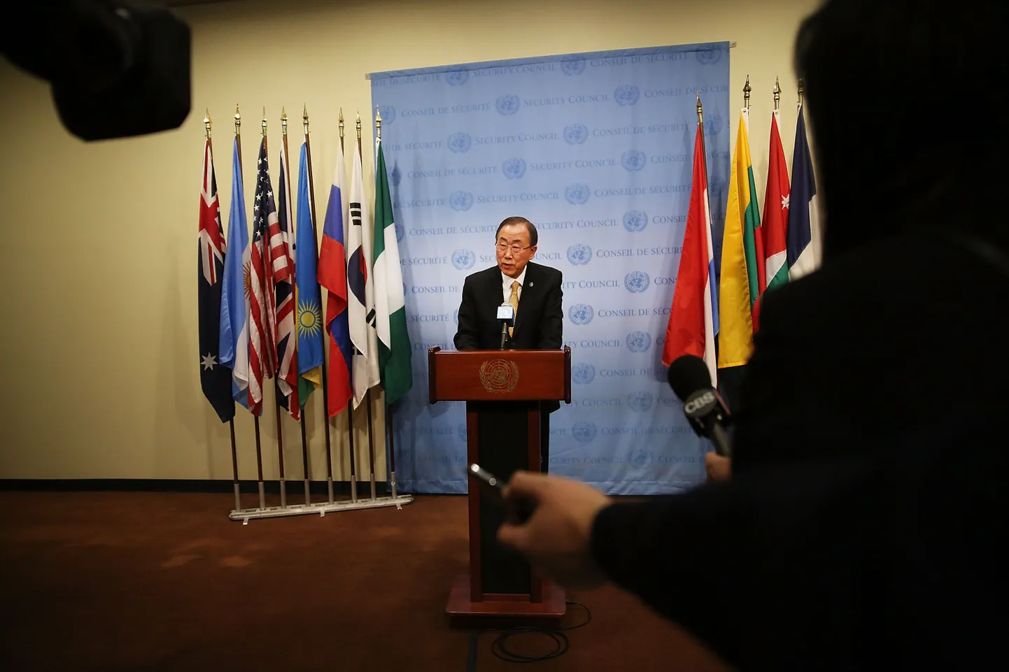 ÜRO peasekretär Ban Ki-moon eilsel briifingul.