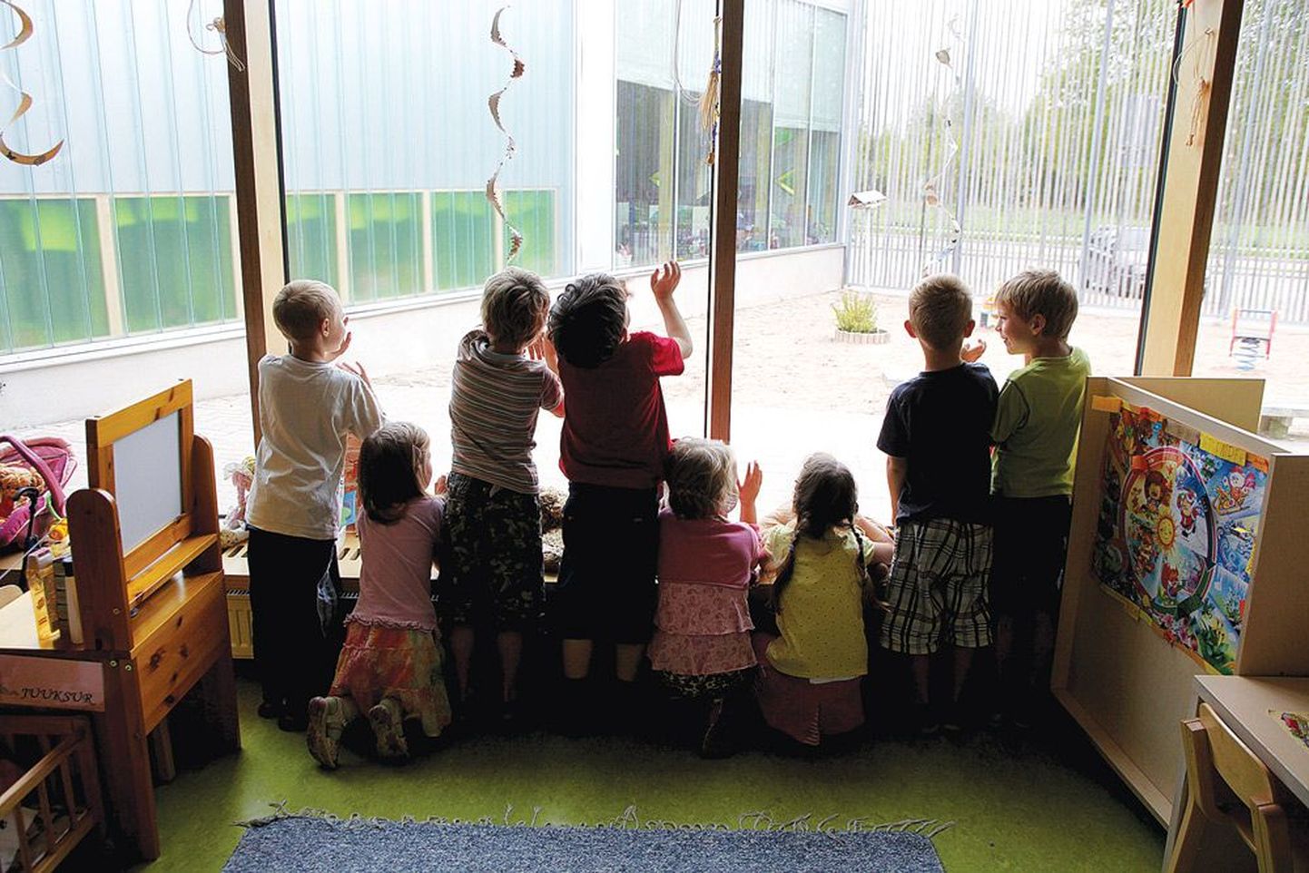 Tartu ühes uuemas, Lotte lasteaias on ventilatsioon hea, kuid suurte akende tõttu tõuseb päikesega temperatuur +29 kraadini.