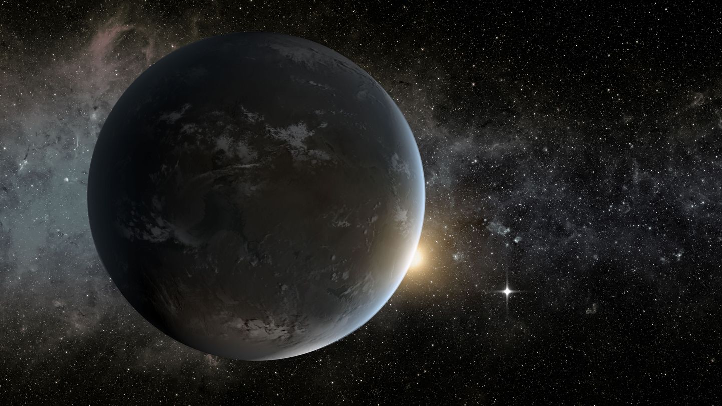 Kunstniku nägemus Kepler 62f planeedist, mis meenutab Maad