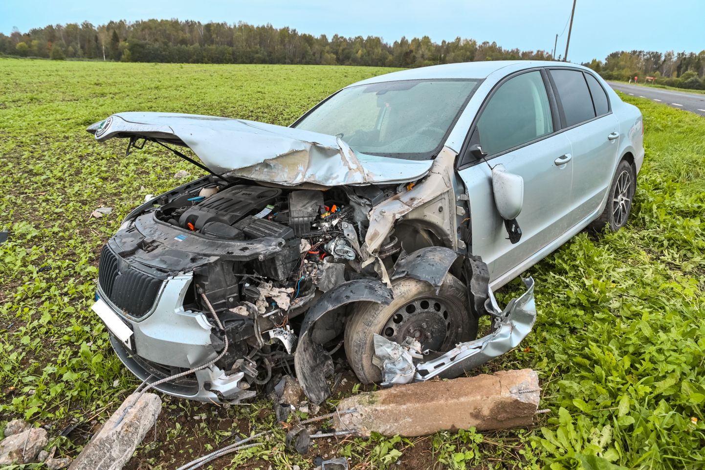 Teisipäeva hommikul juhtus Põhja-Sakala valla liiklusõnnetus, kus sõiduauto Škoda sõitis teele hüpanud metslooma tõttu vastassuunda ja vastu elektriliiniposti.