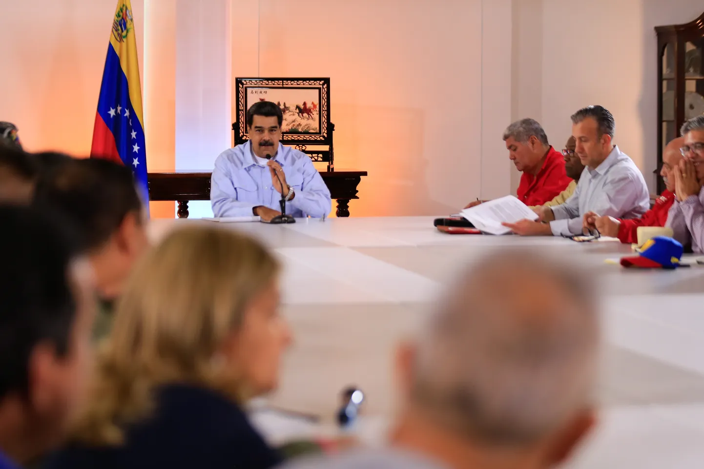 Venezuela president Nicolás Maduro esmaspäeval Caracases presidendipalees valitsuse istungil.