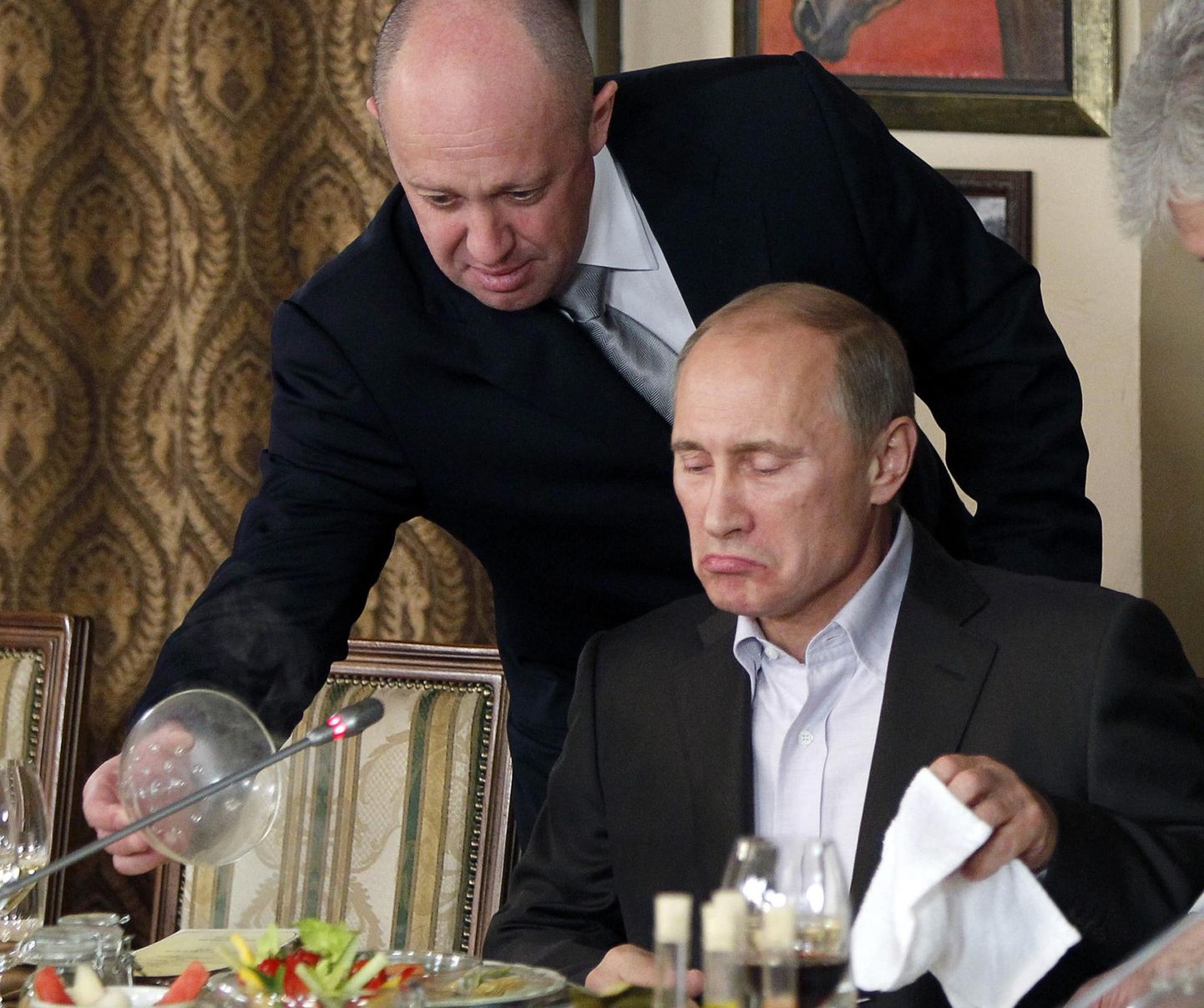 Wagner Grupi rahastaja Jevgeni Prigožin (vasakul) ja Vladimir Putin.