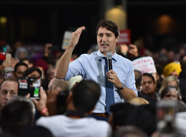 Justin Trudeau kampaaniaüritusel Vancouveris.