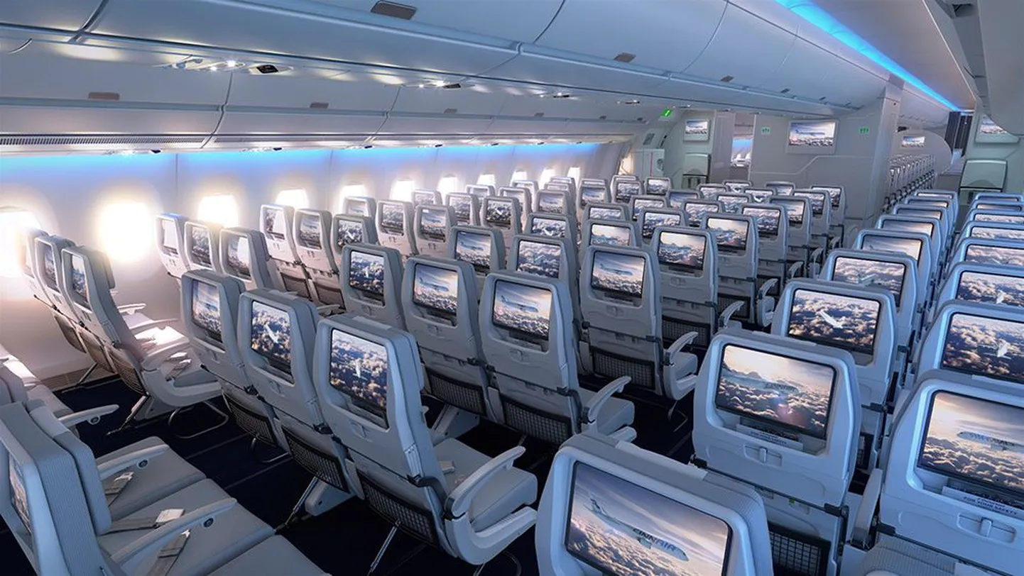 Finnairi uute Airbus A350 XWB salong.