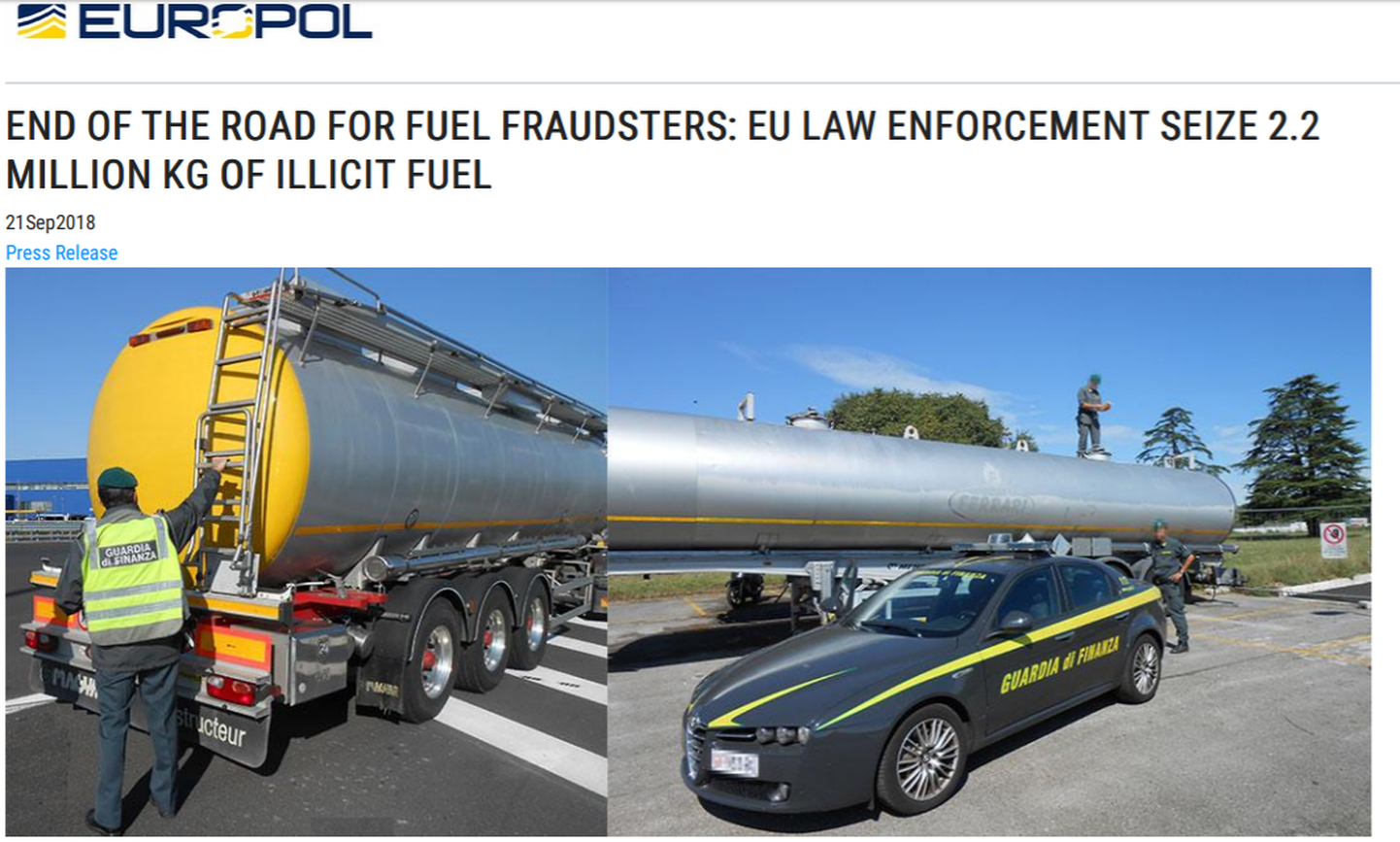 Europol pidas kinni suure kütusepettuse organiseerijad