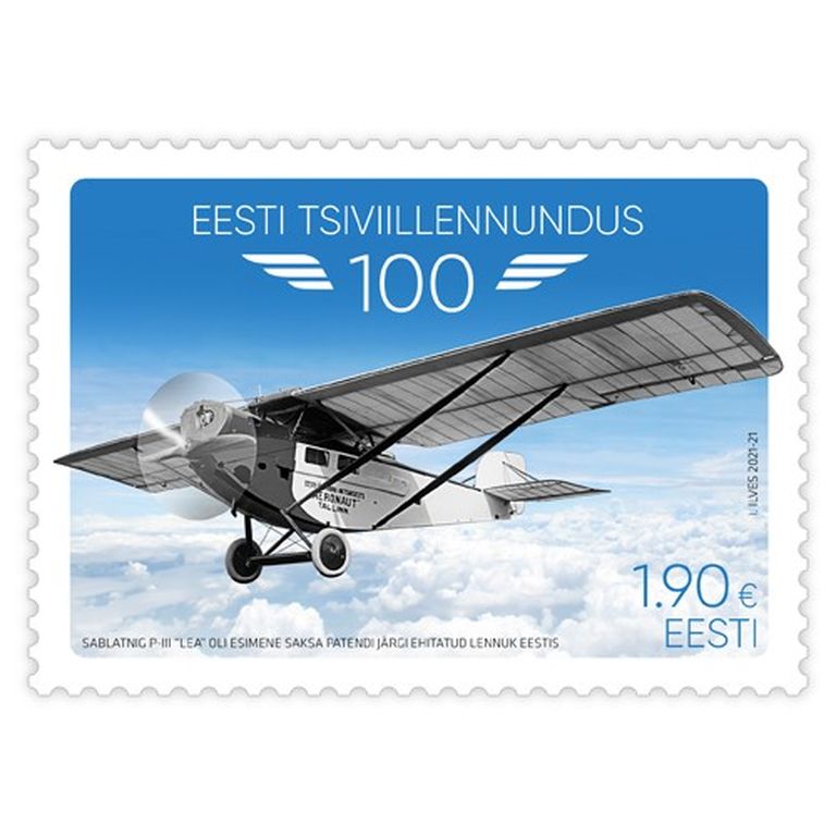 Eesti tsiviillennundus 100 postmark