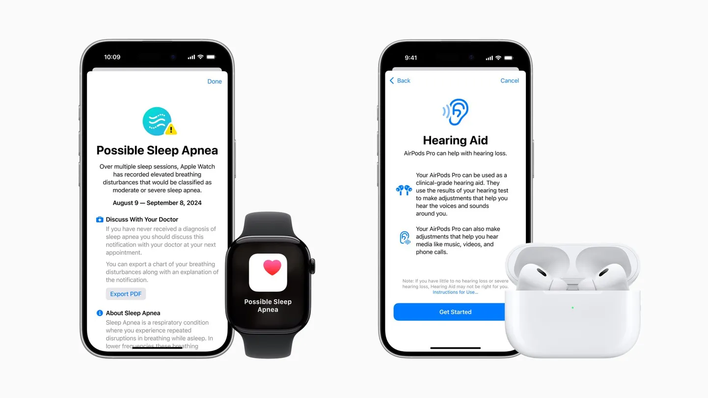 Apple lubab, et kergemate kuulmishäiretega on uutest kõrvaklappidest abi, sest need käituvad tarkvarauuenduse järel nagu kuuldeaparaadid. Lisaks saab nutikella abiga ka uneapnoed avastada.