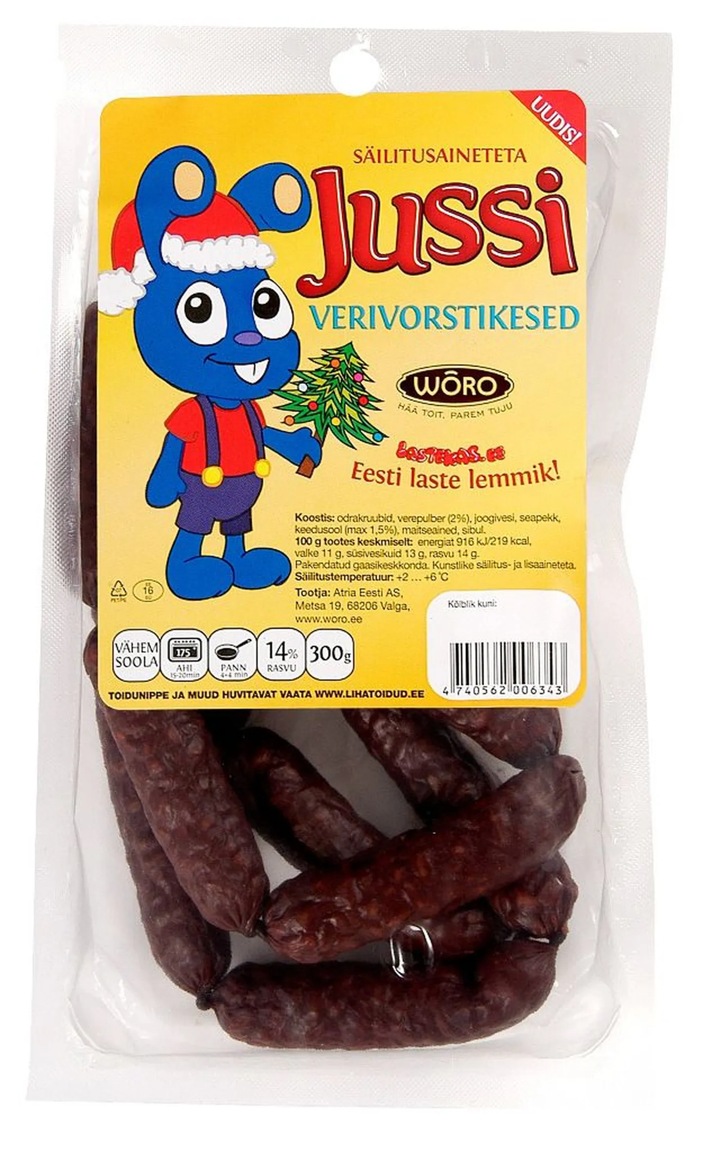 Wõro Jussi verivorstid on tehisainetest vabad.