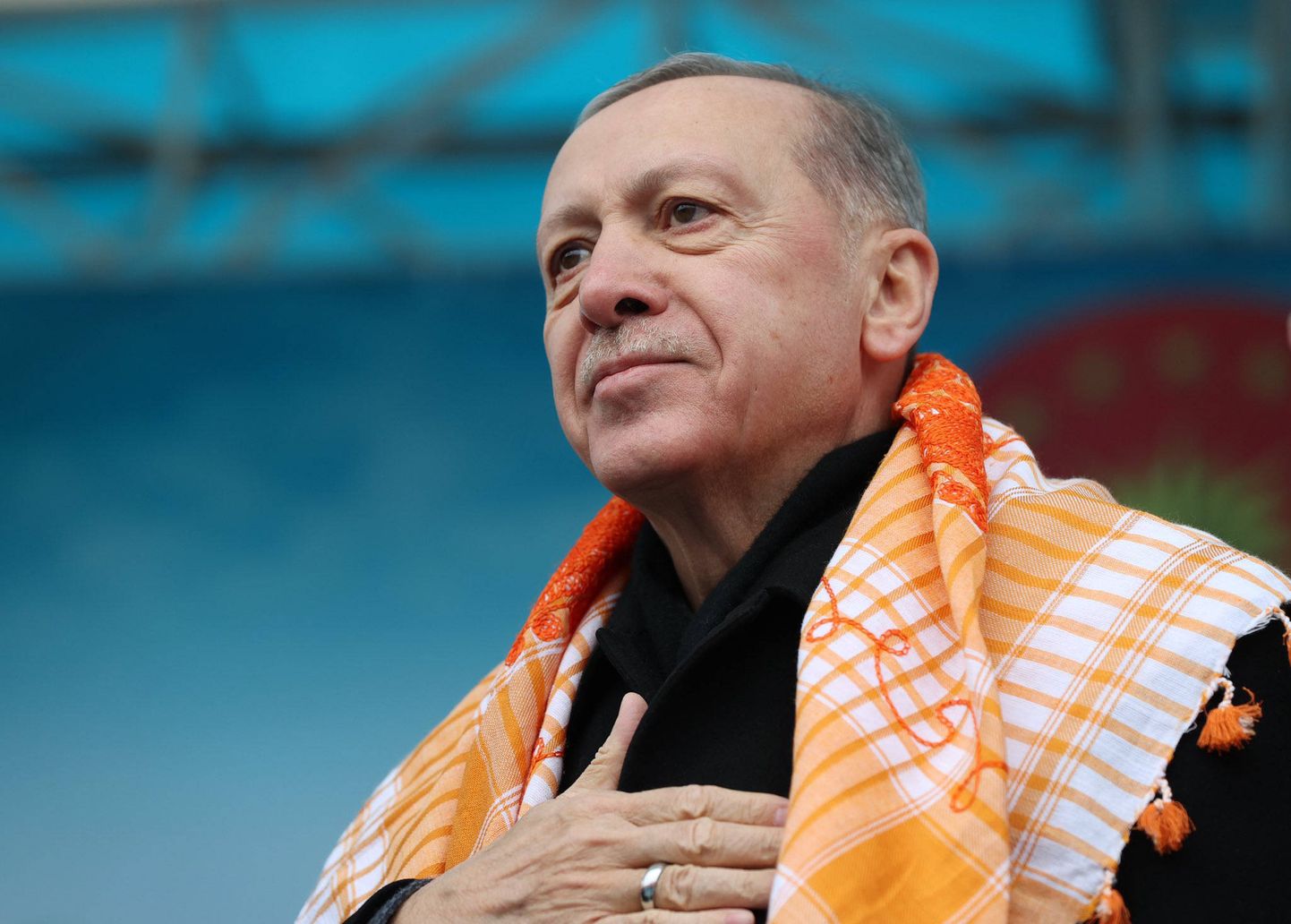 Türgi president Recep Tayyip Erdoğan 4. veebruaril 2023 kohtumas riigi lääneosas Nazillis kohalikega