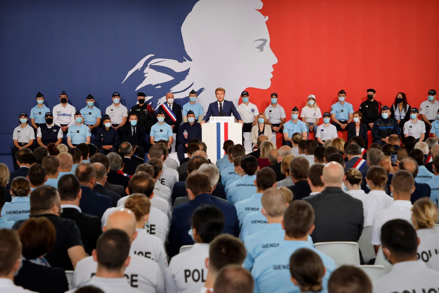 Emmanuel Macron 14. septembril Roubaix’ politseiakadeemias. 