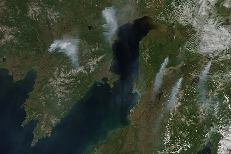 NASA satelliidifoto põlengutest Kamtšatka poolsaarel
