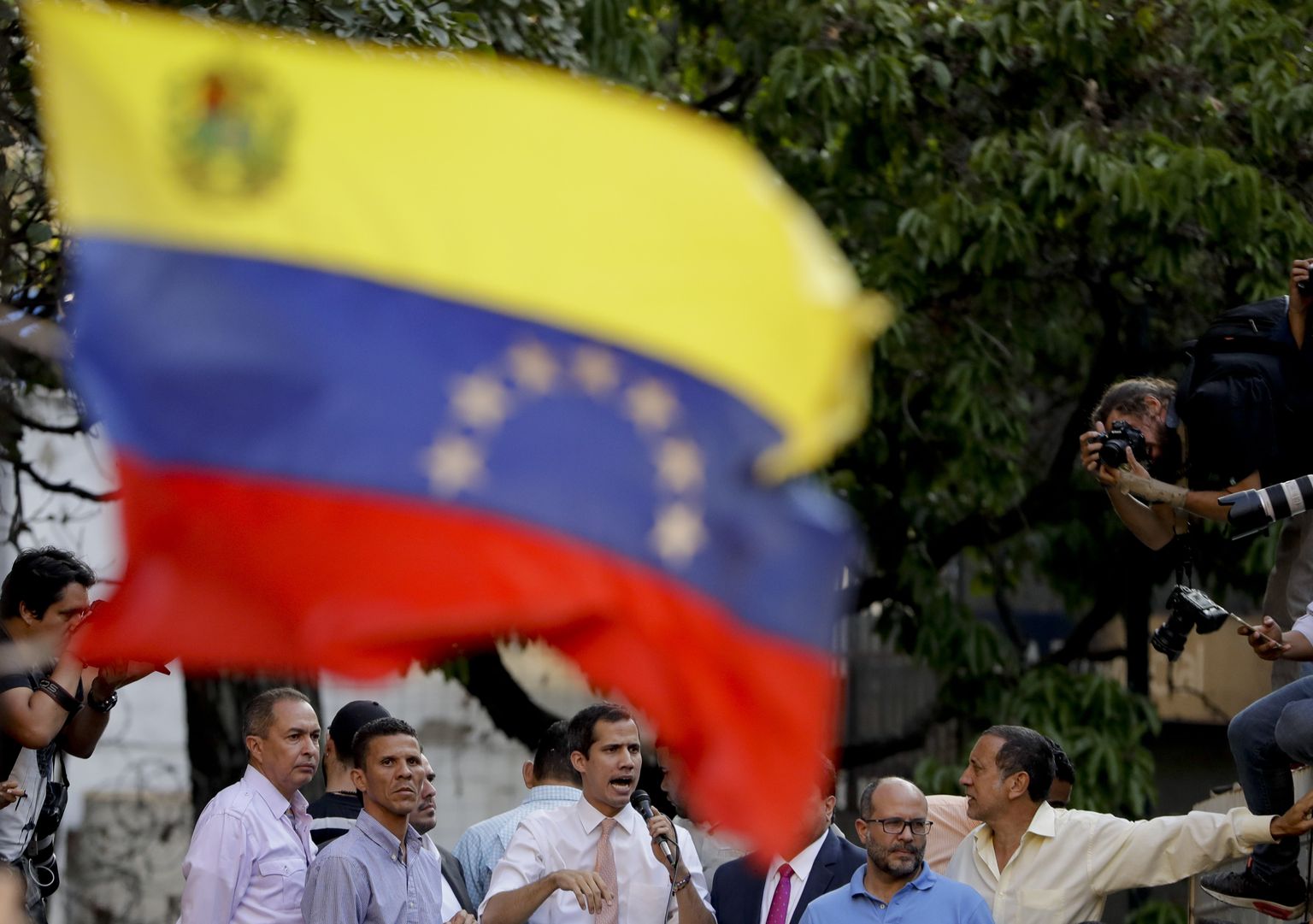 Venezuela opositsiooniliider Juan Guaidó esinemas Caracases. Foto on illustratiivne.