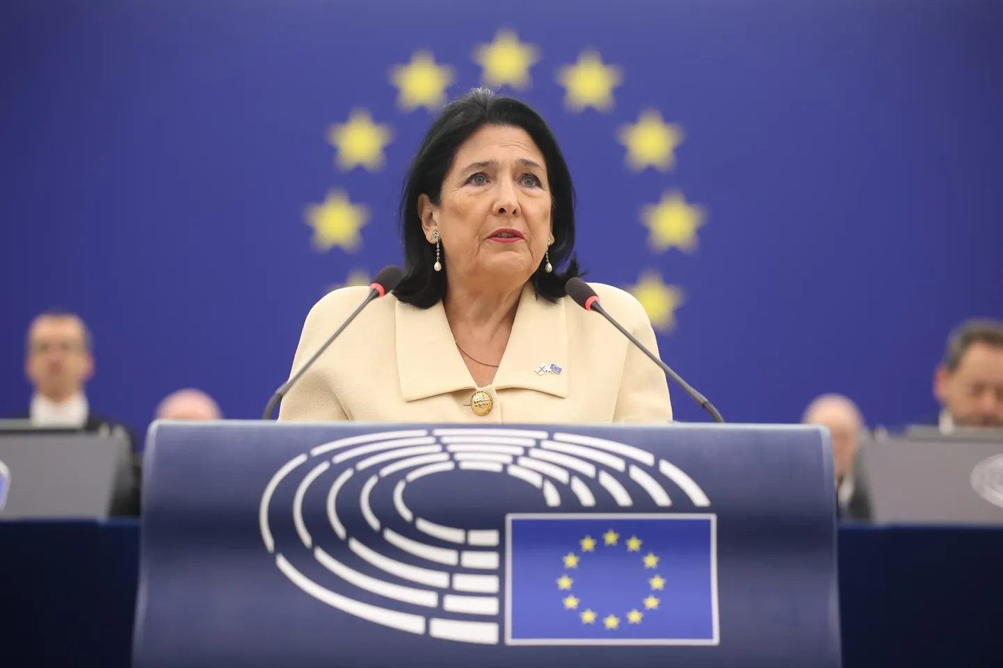 Salome Zurabišvili Euroopa Parlamendi ees.