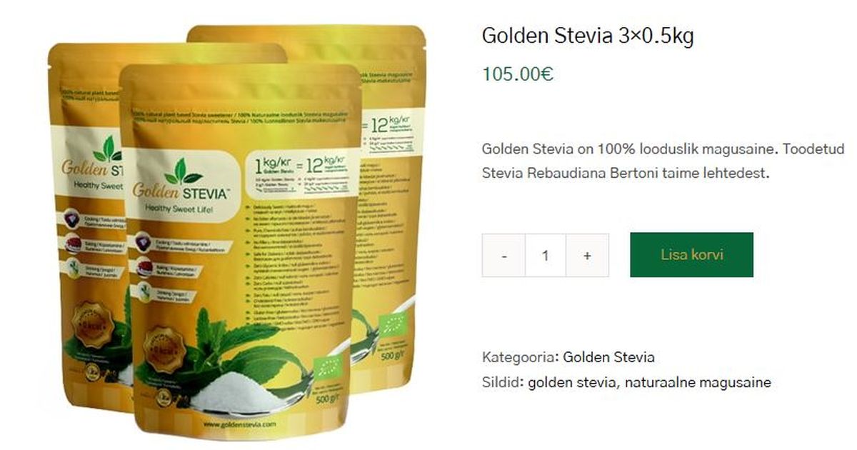 Tarbija petmine: tärklisest saadud ainet müüakse stevia ekstrakti pähe