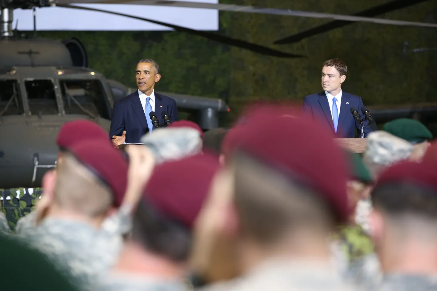 USA ja Eesti sõdurid kohtusid Barack Obama ja Taavi Rõivasega.