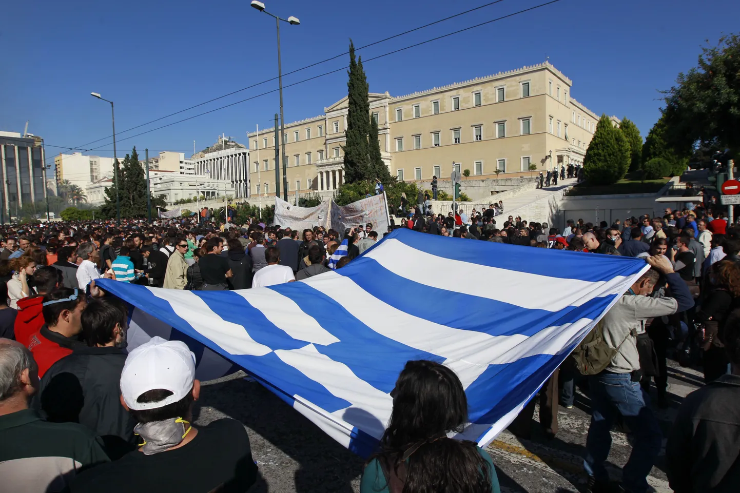 Забастовка профсоюзов в Греции.