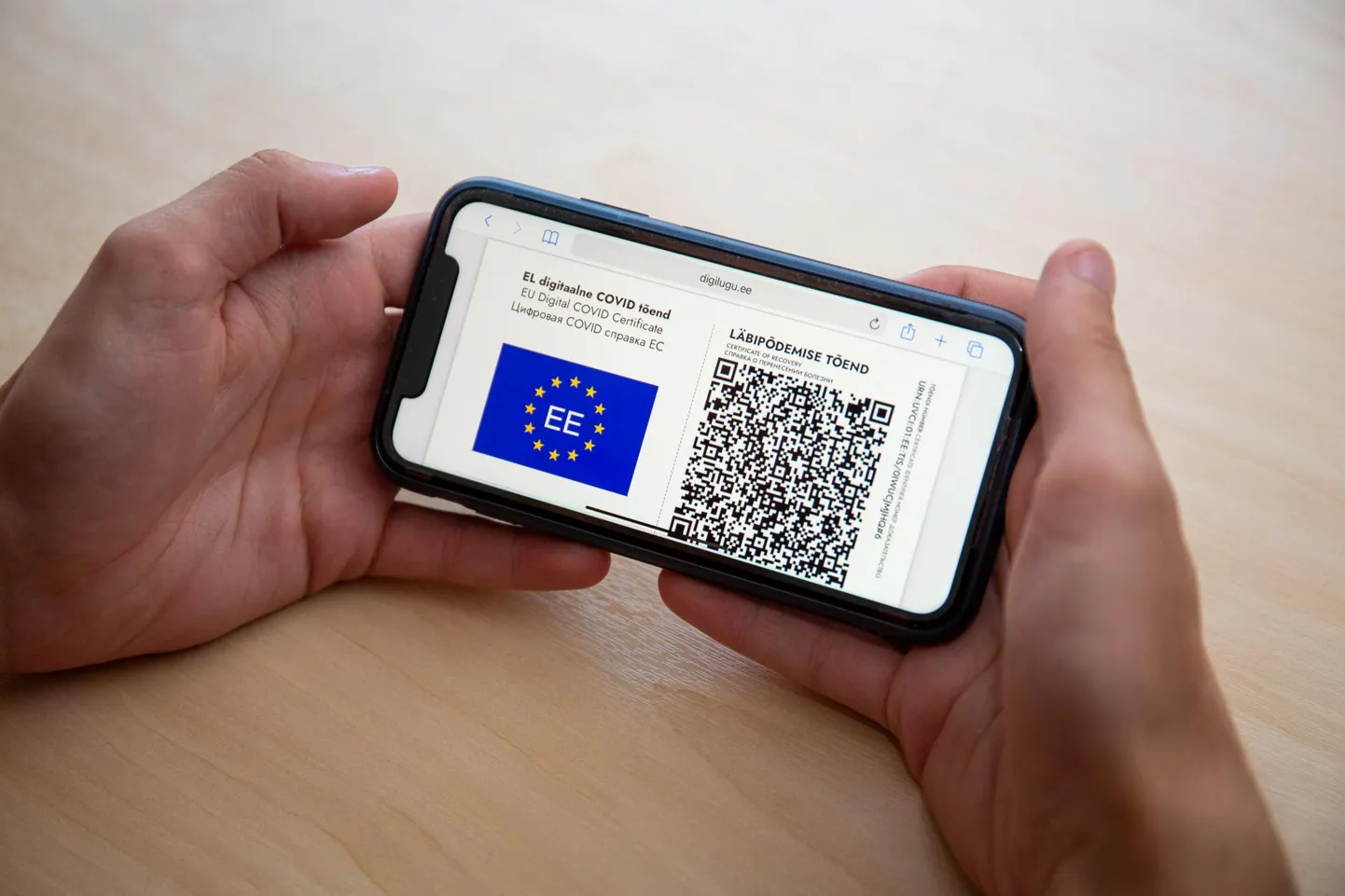 Digitõendit saab näidata mobiiltelefonist.