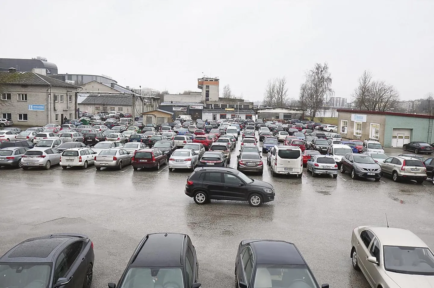 Kesklinna üks vähestest tasuta parklatest, Port Arturi jõeäärne parkla täitub juba varastel hommikutundidel.