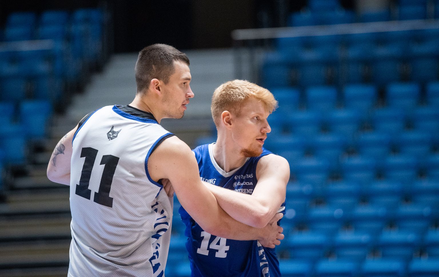 Kregor Hermet ja Matthias Tass Eesti koondise treeningul. Suvel siirdusid mõlemad Poola klubidesse, nüüdseks mängis Tass end juba Hispaaniasse.