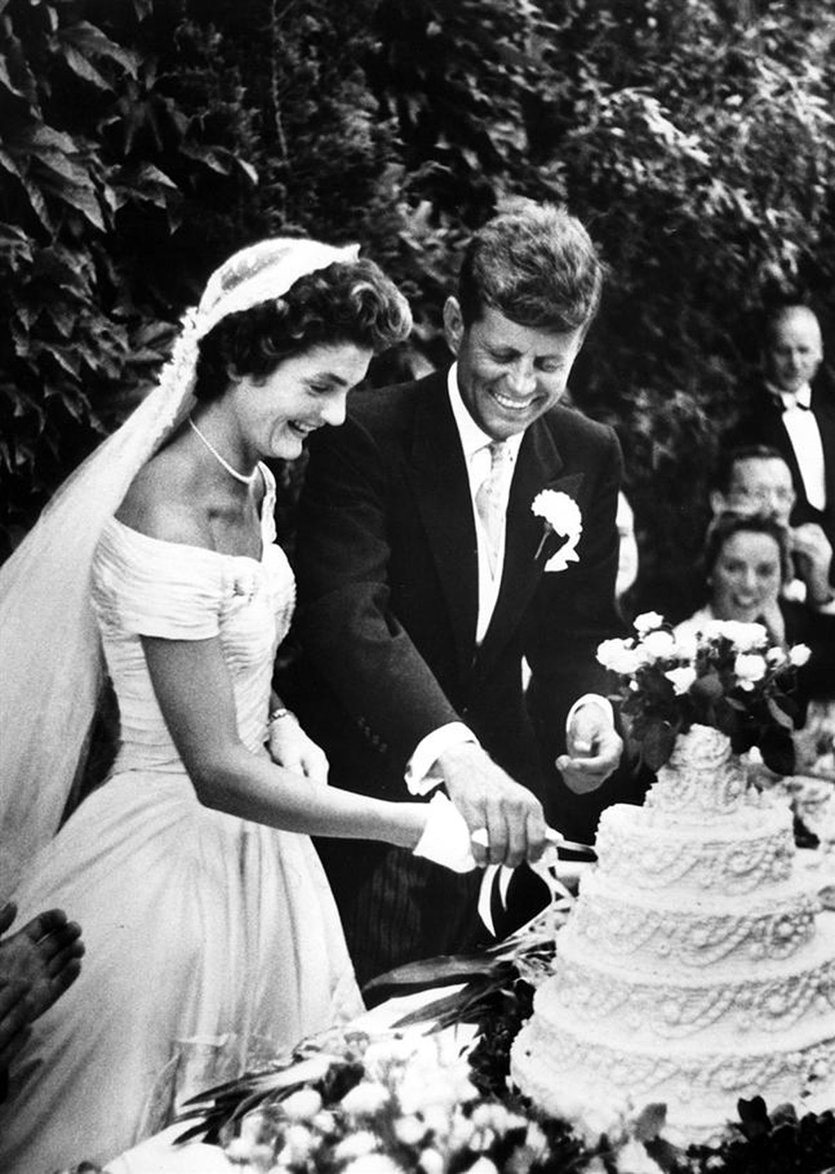 Žaklīna Kenedija kāzu dienā, 1953. gadā