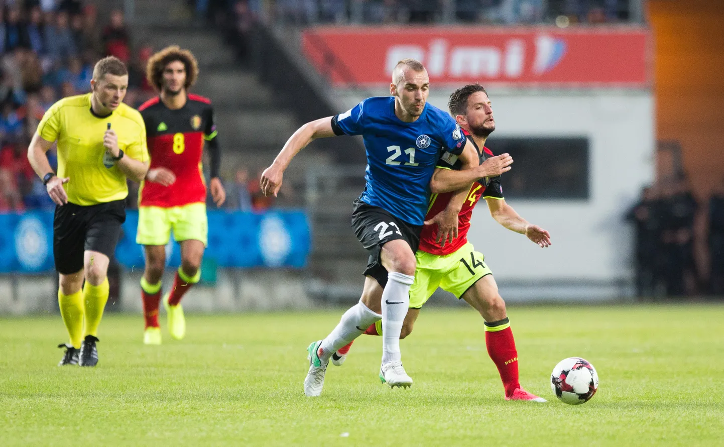 Nikita Baranov (sinises) 2017. aastal kohtumises Belgiaga.