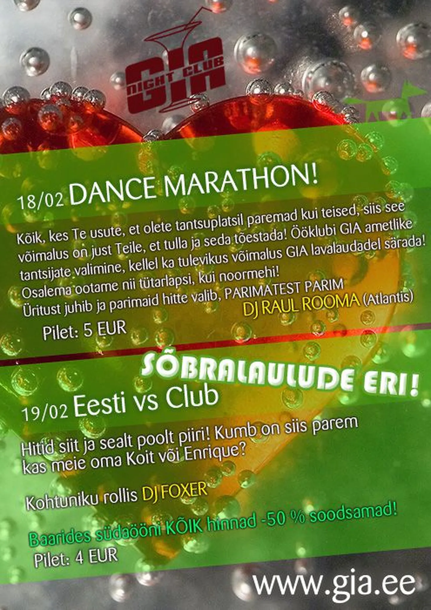 GIA valib reedel ametlikke klubitantsijaid!