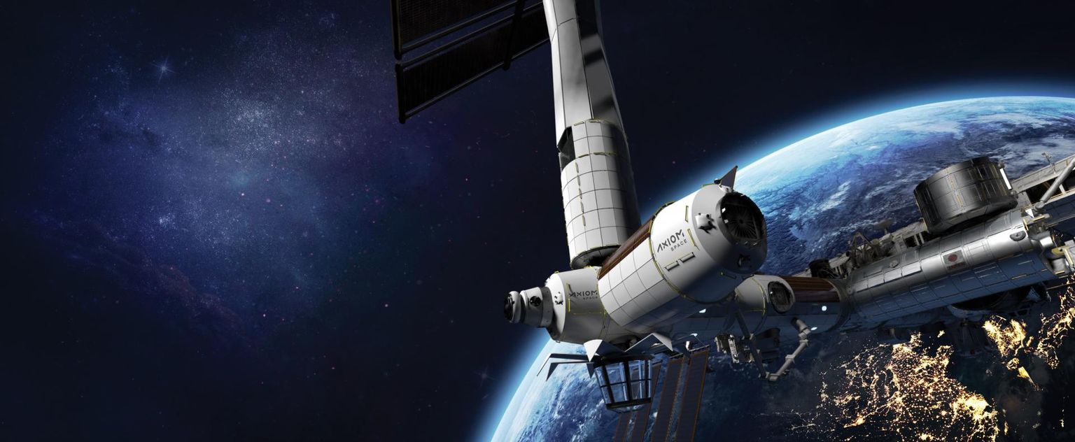 Ameerika Ühendriikide kosmoseagentuur NASA on sõlminud Texase ettevõttega Axiom 140 miljoni dollari suurese lepingu uue kosmosejaama loomiseks, mis asendaks pragust rahvusvahelist kosmosejaama ISS. Pildil 400 km kaugusel Maast tiirleva kosmosejaama arvutigraafiline kujutis.