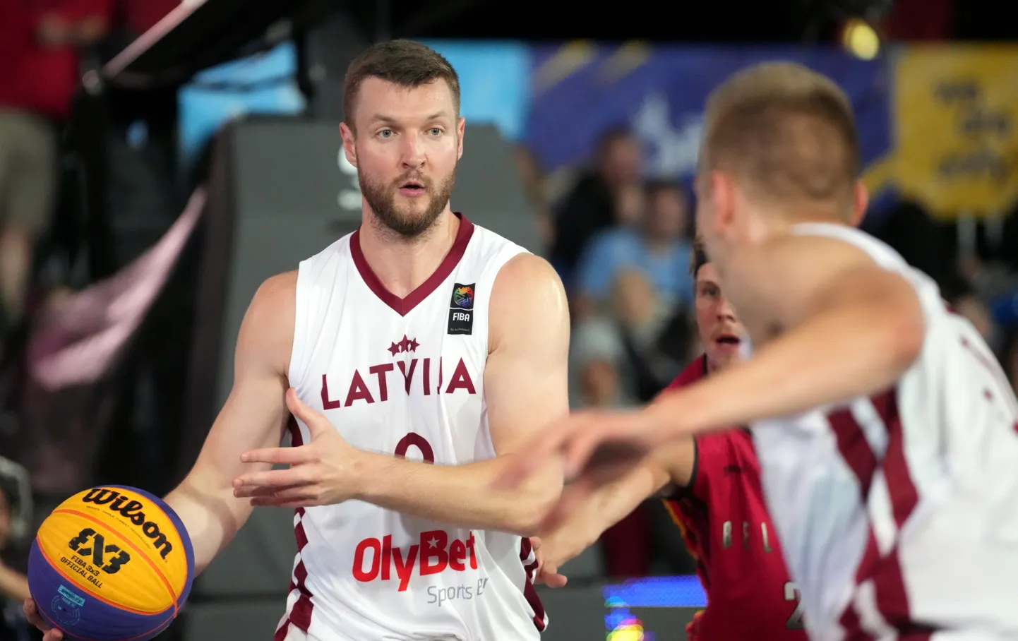 3x3 vīriešu basketbola turnīra spēle starp Latvijas un Beļģijas izlasēm III Eiropas spēlēs Krakovā
